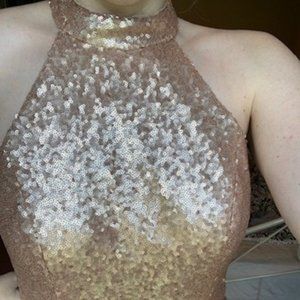 Revelry Tori Sequin Dress Matte Rose Gold Size 8